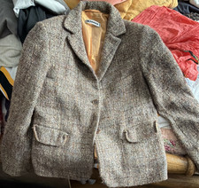 Jil Sander Italy Wool Metallic Tweed Blazer Jacket Silk Lined EU 42