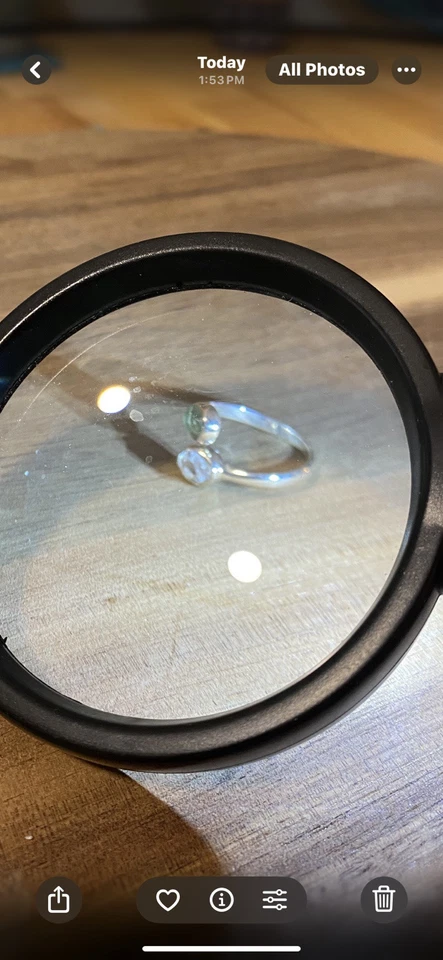 Anillo de plata de ley bypass de cuarzo moldavita y herkimer Foto 4 de 4