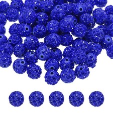100pcs 10mm Dark Blue Rhinestone Polymer Fancy Beads for DIY Jewelry Making