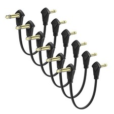 6 Pack 6 Inch Guitar Patch Cables Gold Plug, 15CM-6Pack C Shape-thin 1/4 Black