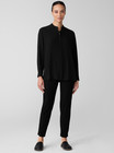 Eileen Fisher Washable Stretch Crepe Pant in Black Slim Fit Ankle Length Medium — photo 1