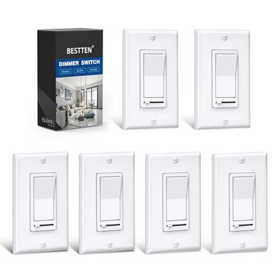 6 Pack Dimmer Light Switch, LED Dimmer Switch, Single-Pole or 3-Way, for Dimmabl