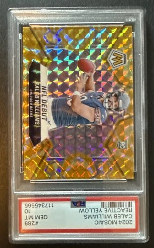 2024 Panini Mosaic NFL Debut Caleb Williams #289 Yellow Reactive PSA 10