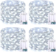 JMEXSUSS 4 Pack 50 LED White Christmas Fairy Lights Battery 4*50LED, 