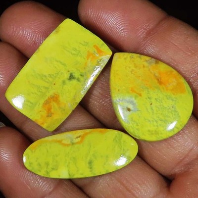 Natürlicher Bumble Bee Jasper Cabochon 58.45 Ct Paar Lot 3 tlg. Edelstein UP49