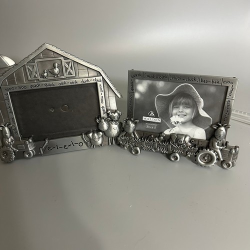 Malden Farm Animal Picture Frames Set Pewter Barn Tractor 3.5x5 5120-35 5142-35