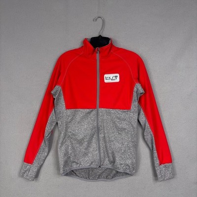 TCS London Marathon Jacket Mens Small Red Gray Colorblock Full Zip Running Sport