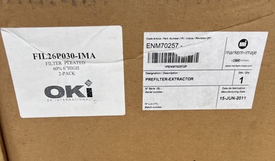 2 Pack OKi FIL26P030 PreFilter Extractor Pleated Filter Markem Imaje ENM70257 6 