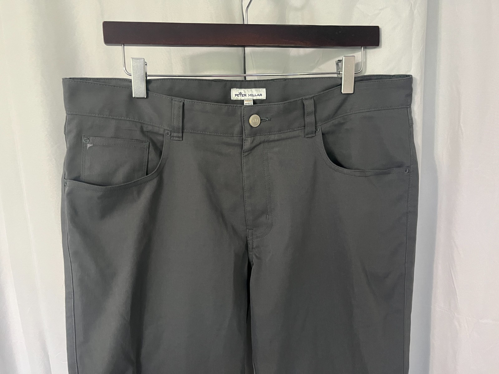 Peter Millar Men's solid gray flat front Golf cas… - image 1