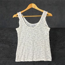 Vintage Maidenform Lace Camisole Tank Top White Sheer ILGWU USA Size 36