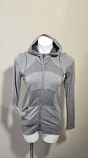 Zella Jacket Gray Zip Hoodie Active Performance Slim Zeltek Stretch Women's