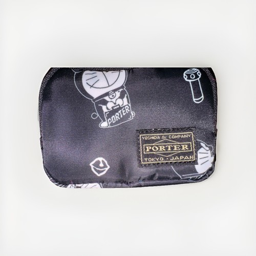 Doraemon Head PORTER Mini COIN Card Wallet Black Yoshida Bag Made in Japan - Picture 2 of 13