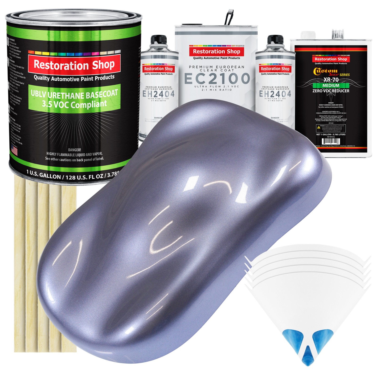Astro Blue Metallic LOW VOC Urethane Basecoat Gallon Kit & European Clear Coat