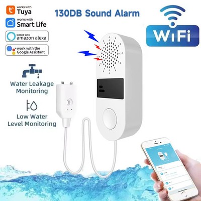 WiFi Water Loss Sensor 130dB Flood Detector Smart Life Alarm tuya