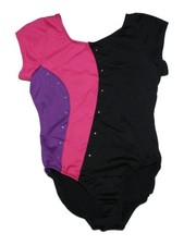 Girl Freestyle by Danskin Black Pink  Purple Dance Leotard Size 6/6X S