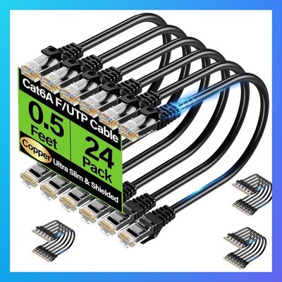 Cat6 Ethernet Cable 10Gbps 0.5 ft UTP 24 Pcs White