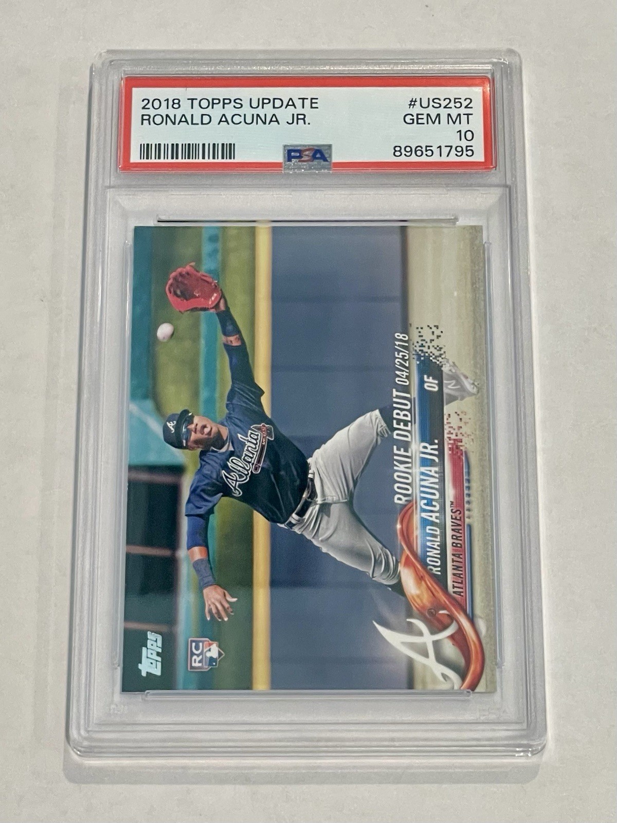 2018 Topps Update Ronald Acuna Jr. Rookie Debut RC #US252 PSA 10