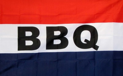 BBQ RED WHITE BLUE 3'X 5' POLY FLAG