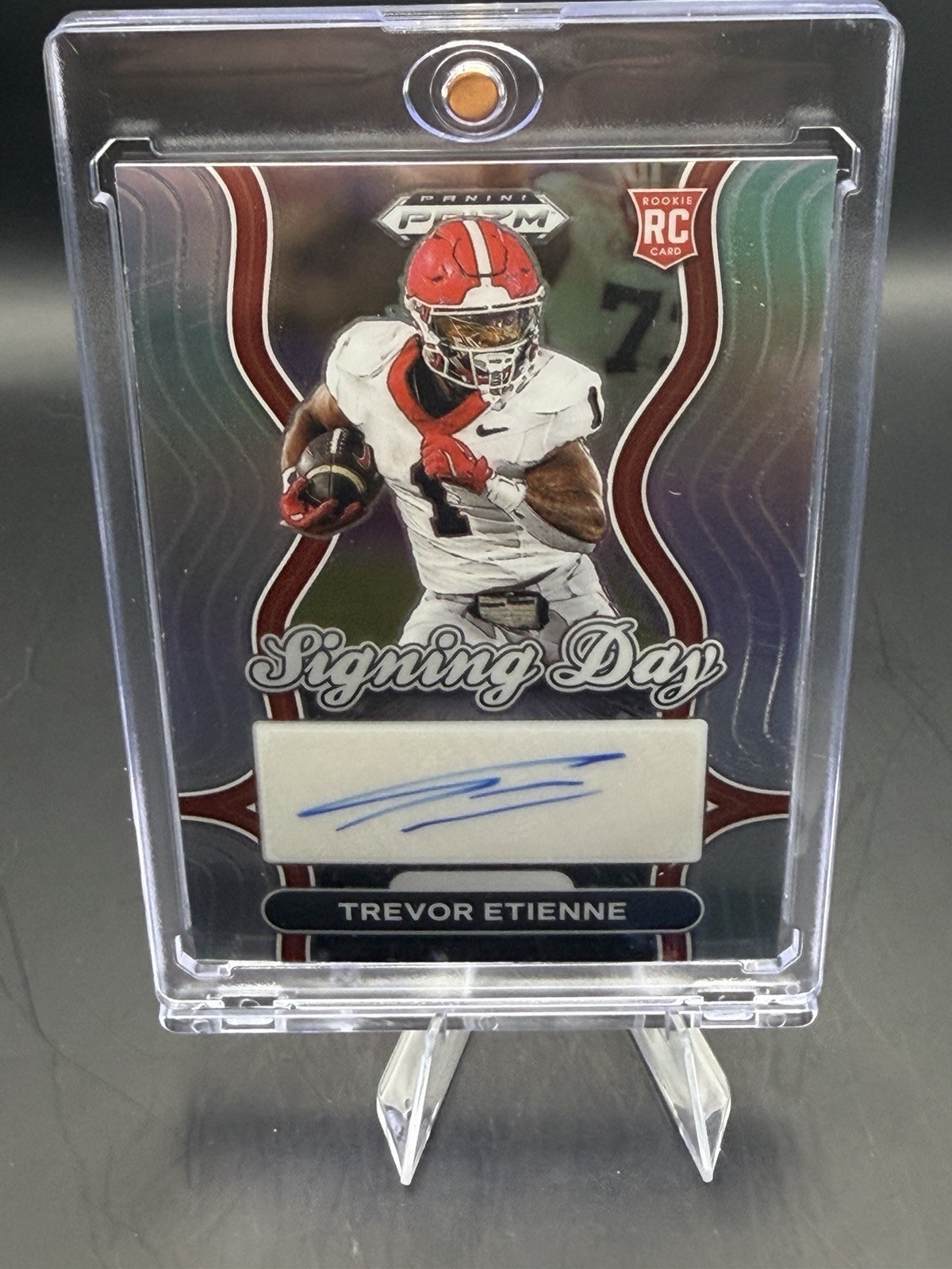 2025 Panini Prism Draft Picks Trevor Etienne #SD-TEE Rookie Auto Silver Prism RC