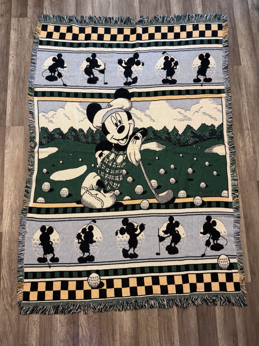 ディズニー ラグ タペストリー ブランケット NWOT Vintage Mickey Mouse Golf Tapestry Throw Blanket 50x60 | eBay