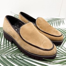 Donald Pliner Eclipse Loafers 7.5 Women’s Suede Leather Brown Chunky Slip On