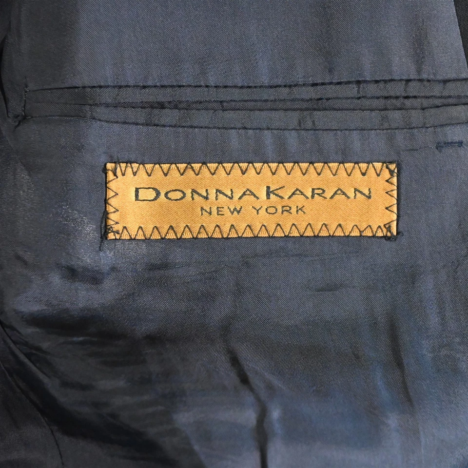 Traje De Colección Donna Karan 46L 36x34 Azul Marino 100% Lana Italia Mady Boxy Para Hombre Foto 4 de 4