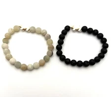 Fahlo Polar Bear Tracking Bracelet Lot Gemstones Black Lava & Green Gemstones **