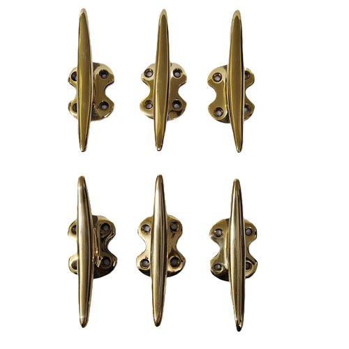 Brass Boat Cleats Hooks Set of 6 PCS Nautical Strong Wall Hook Hanger Rope