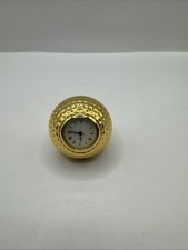 Golf Ball Brass Clock Paperweight Desktop 6.5 Ounce New Battery 1996 Works