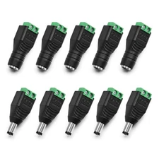 10Pcs 5.5mm x 2.1mm DC Power Jack Connector for LED Strip CCTV Camera