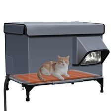 Heated Outdoor Cat House with Heating Pad for Winter, Weatherproof Waterproof...