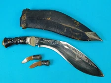 Vintage Indian India Gurkha Kukri Fighting Knife w/ Scabbard