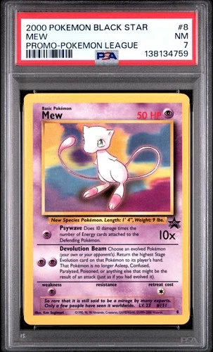 2000 POKEMON PROMO BLACK STAR POKEMON LEAGUE #8 MEW PSA 7