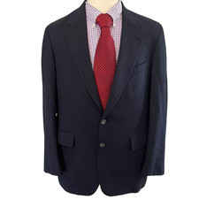 Ralph Lauren Chaps Men's Blazer Jacket Size 42T Lined Navy Blue 100% Wool