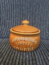 ☀️☀️SALE☀️☀️CERAMIC BROWN THORNTONS SPECIAL TOFFEE VINTAGE RETRO JAR WITH LID