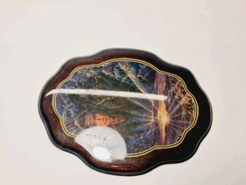Vintage Native American Indian Wall Hanging - Lacquered Picture on Wood Base - Picture 7 of 12