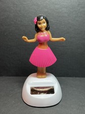 Solar Powered Dancing Bobblehead Toy - Hula Girl HOT Pink Skirt
