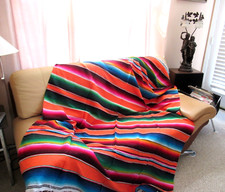 MEXICAN SARAPE SERAPE BLANKET SALTILLO WOVEN COLORFUL 84X59 XLARGE- FROM MEXICO