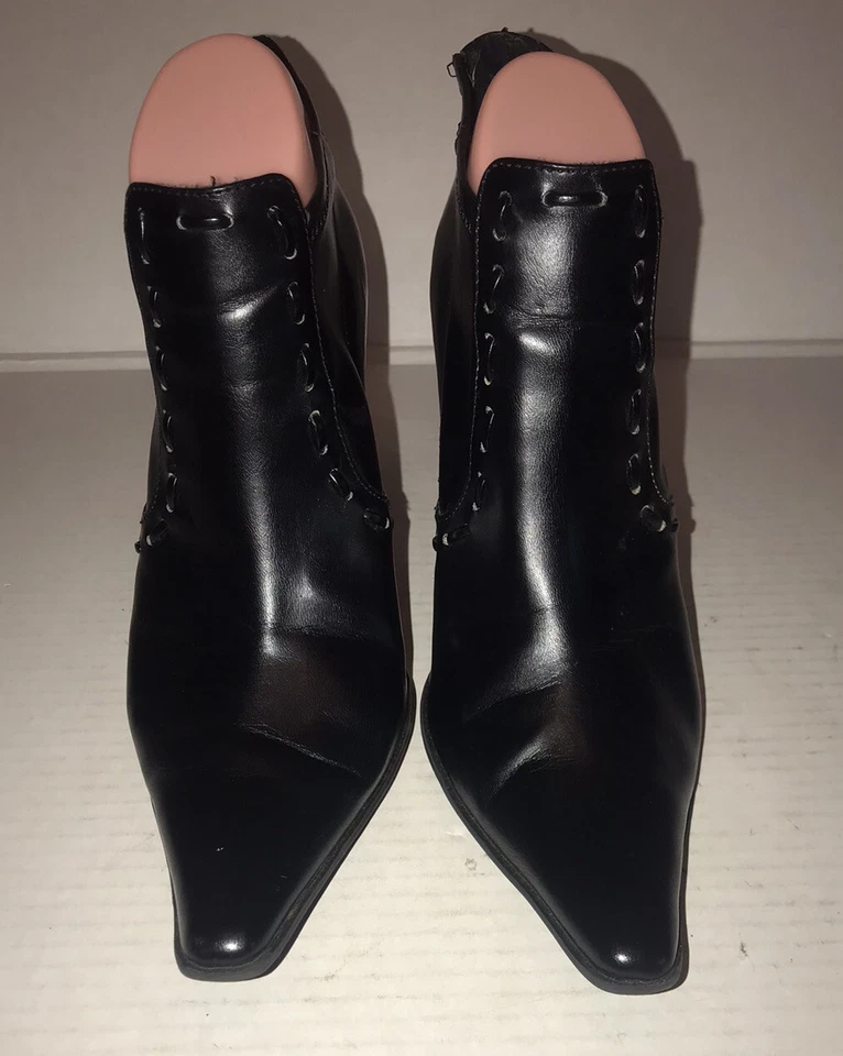 De Colección Y2K Rampage Calypso Punta Punta Punta Botines Negros Sin Cordones Tacones Altos Talla 9 Foto 4 de 4