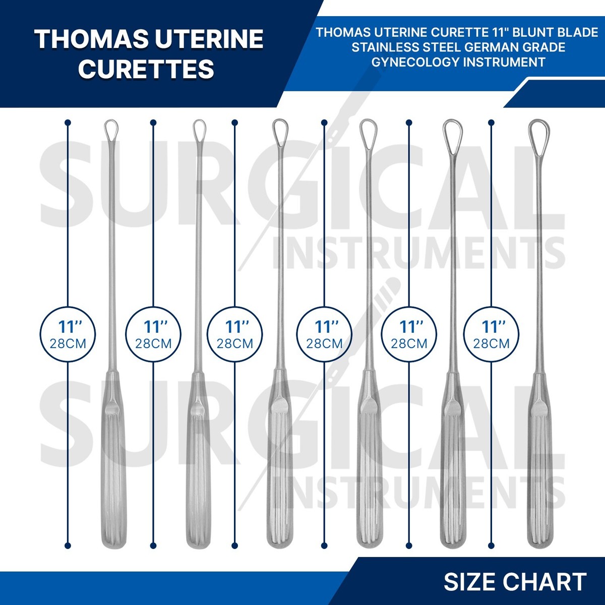 Bone Curette Surgical & Orthopedic Instruments 6-Piece Sims Uterine ...