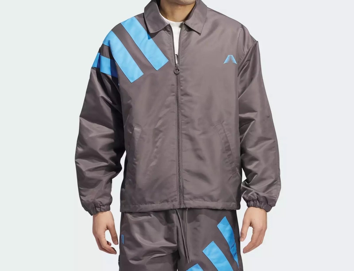 Adidas Basketball Men's Charcoal Anthony Edwards 1 Coach Jacket
