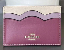 New COACH CW923 Petal Card Case Refined Smooth Leather Light Raspberry NWT 