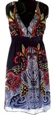 Women's Casual Sundress One Size Floral Paisley Red Black Sexy Summer Dress 