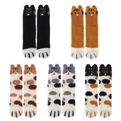 JUNHAO-SHOP 5 Pairs Cat Claws Socks Winter Warm Soft Fluffy Bed Lounge Slipper Floor Socks