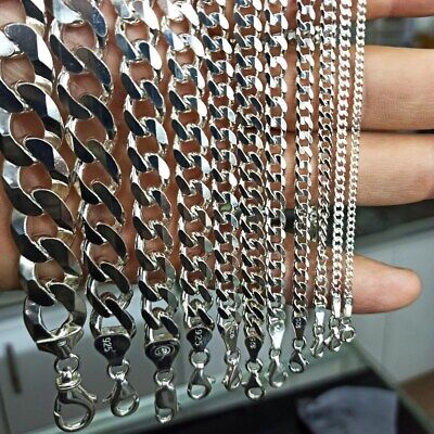 Solid 925 Sterling Silver Men's Cuban Link Gourmet Chain Necklace! All  Sizes | eBay
