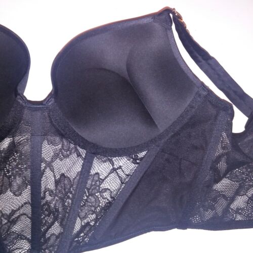 Victoria's Secret BH Bombshell Push-up 32D schwarz gold Kettenriemen Glitzer Add 2 Cup - Bild 9 von 9