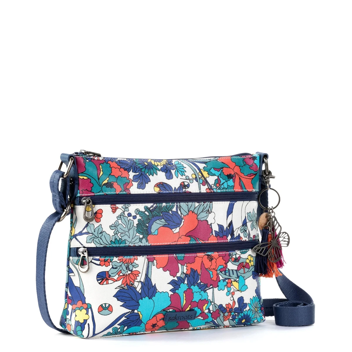 Sakroots Basic Crossbody Bag Lake Flower Power NWT Free