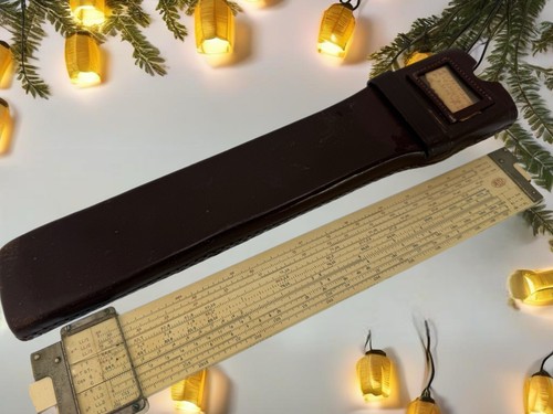 Frederick Post Co.-Versalog 1460 Slide Rule W/ Leather Case-Hemmi Bamboo Japan - Afbeelding 1 van 20
