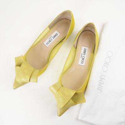 Jimmy Choo Women's Pointed Toe Flats Bow Embellished in Yellow
