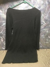 Max Studio Black Knit Sweater Dress Long Sleeve Cotton Size Small#c7